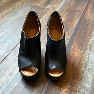 Dr. Scholl's Black Peep Toe Mules Size 7.5 M
